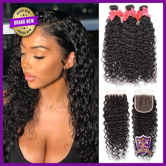 28 Inch Brazilian Human Hair Extensions 3 Bundles with Lace Closure main image 2